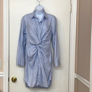 GIAO Women Light Blue Shirt Dress, Long Sleeve, Size M